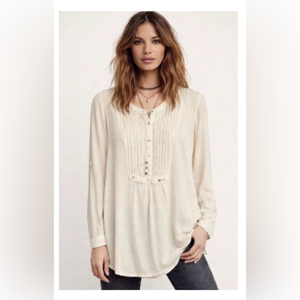 Free People Cream Star Studs 100% Rayon Tunic